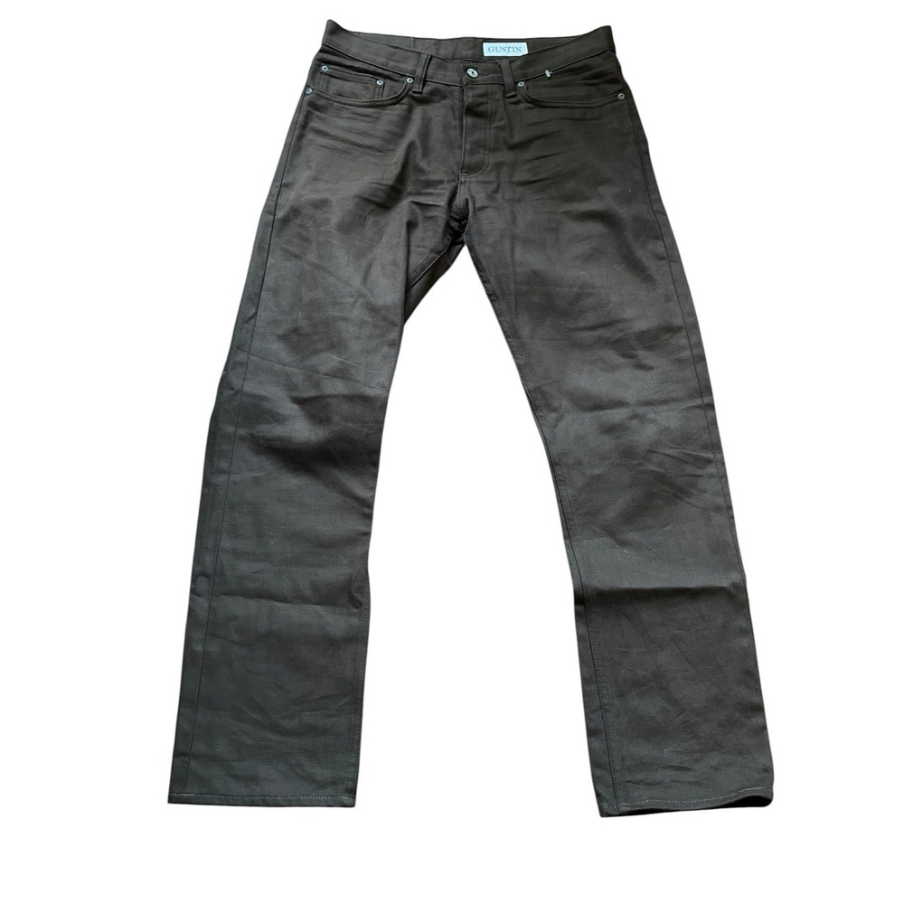 GUSTIN #567 Japanese Selvedge Brown Straight Denim Jeans Size 34
